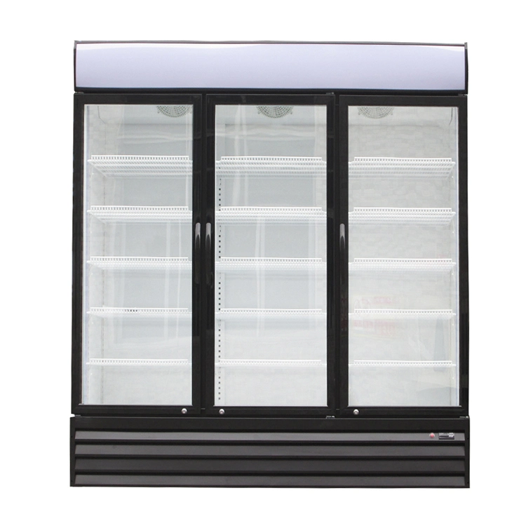 2~10 Degree Glass 3 Door Display Commercial Refrigerators Big Capacity Energy Saving 3 Door Supermarket Upright Showcase