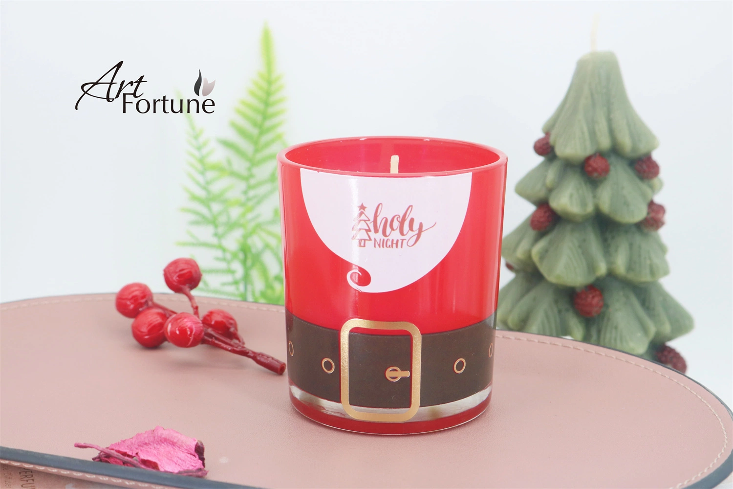 Jarro de vidro personalizado Hot Sale Candle com tampa dourada para Natal