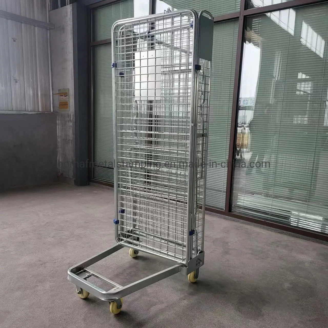 Customized 4 Sided Nesting Supermarket Portable Galvanized Foldable Steel Security Wire Mesh Roll Container