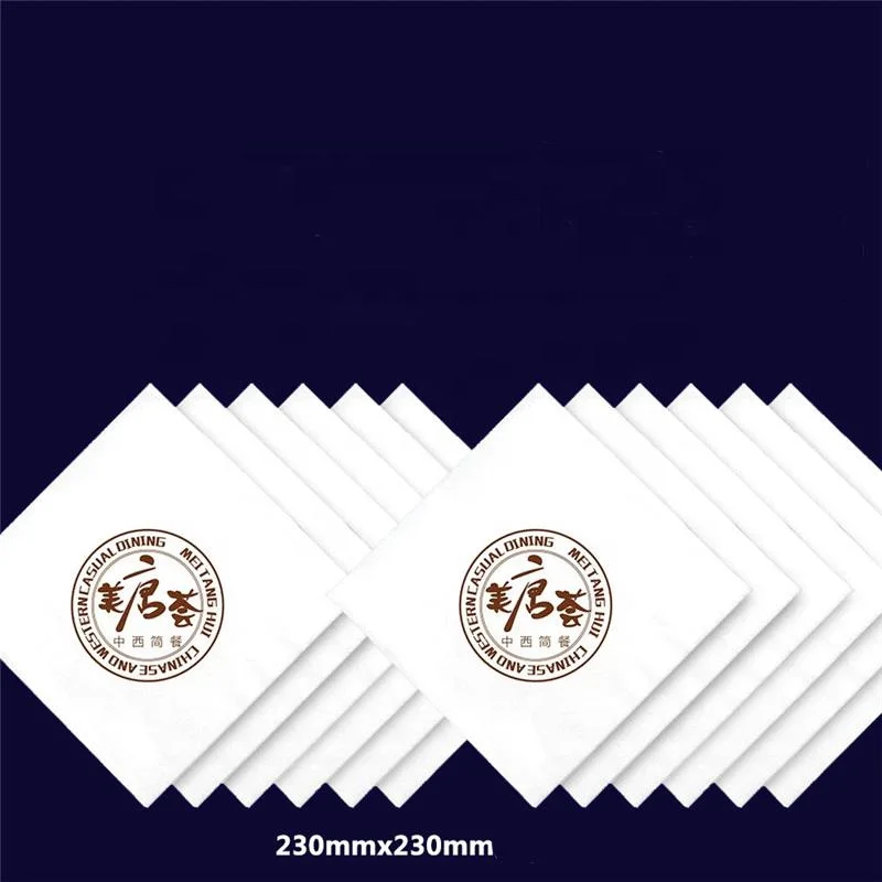 1/4 Foled Family Tissue Disposable Virgin Paper White Napkin 2 Ply White Corner Embossed Cocktail Bio Napkin2-Ply White Color