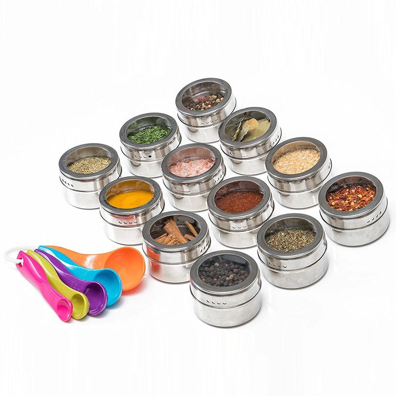 Home Seasoning Pot Round Stainless Steel Creative Salt Shaker Kitchen Storage Set