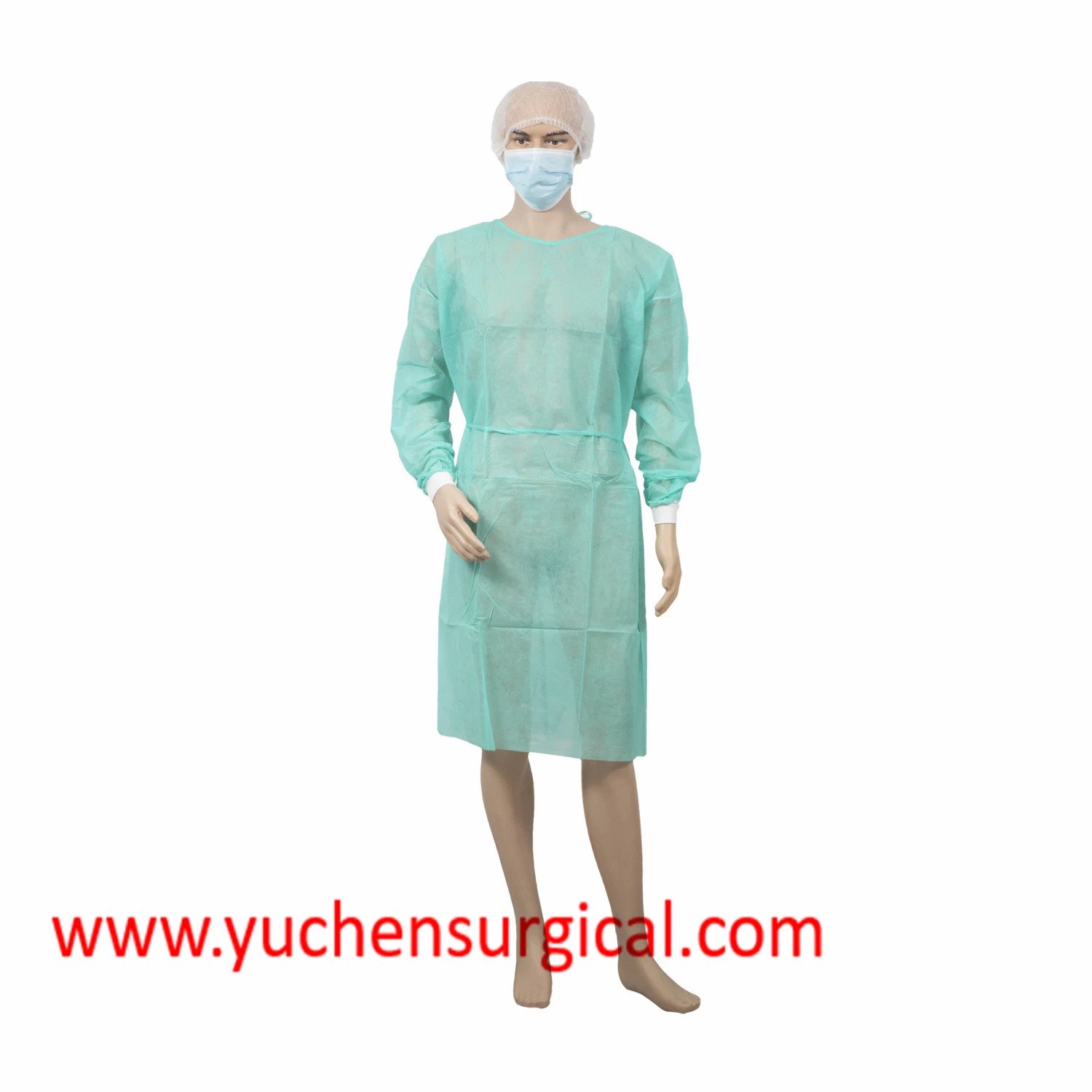 Medical Non Sterile SMS/PP Non-Woven Surgical Isolation Gown Knitted Cuff 115X137cm