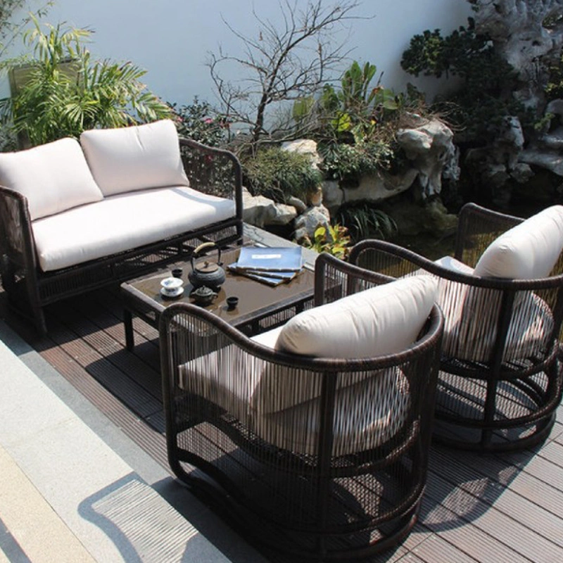 Rattan Weaving Creative New Chinese Style Imitation Rattan Outdoor Furniture Set