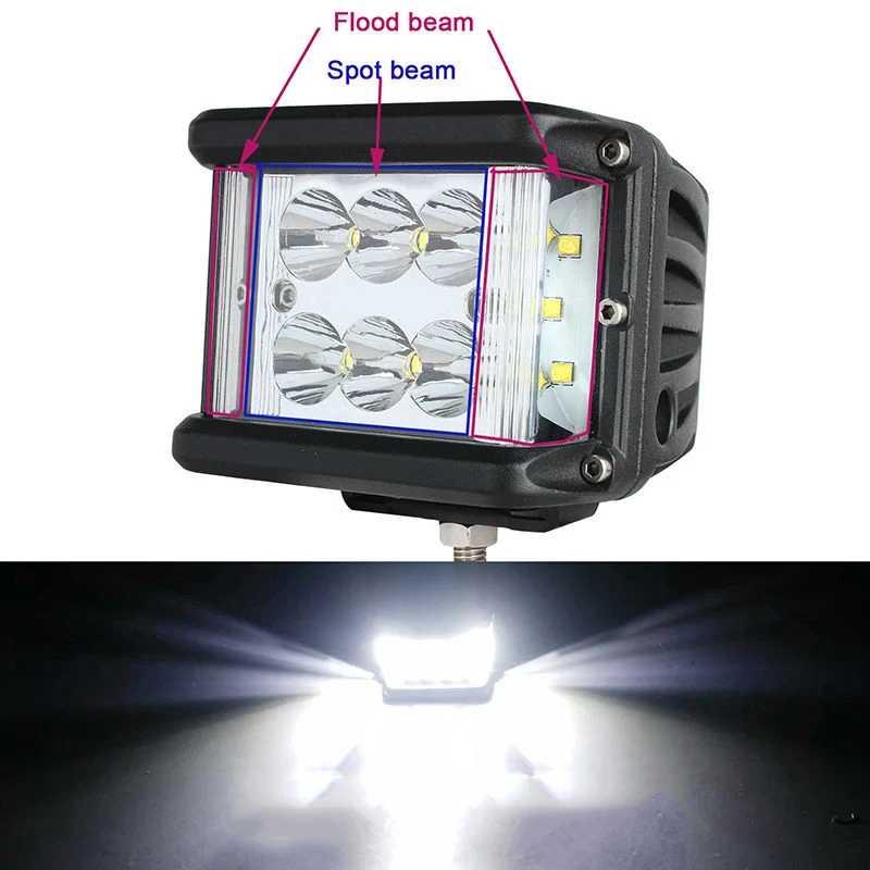 4 Inch 60W 12V 24V Work Lamp for Car Tractor Truck Pickup 4X4 Offroad 3-Side Shooter LED Work Lights Auto Lamps Car LED Auxiliares Auto Moto Alta Baja Faro LED