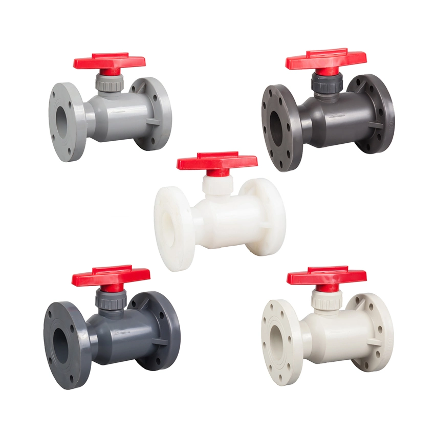 FRPP PVC CPVC UPVC PPR PVDF Pph Plastic Industry Flanged Flow Control Ball Valve