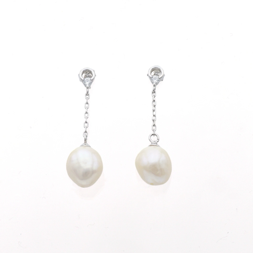 Hot Custom Fashion Rhodium Sterling Silver Earring Jewelry with Pearl Drop Wholesale/Supplier