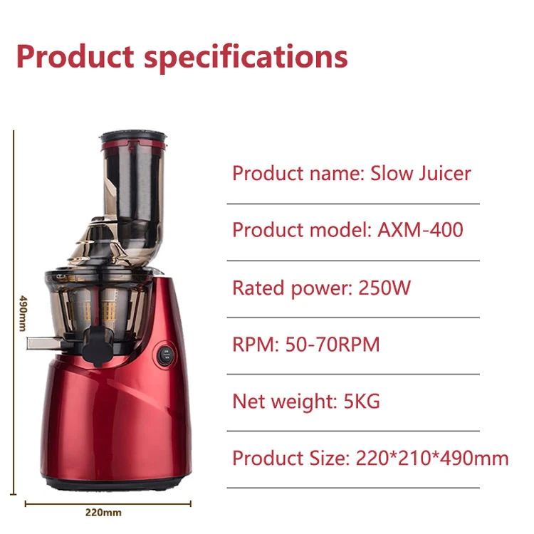 Hot Selling Wholesale/Suppliers High Power Electric Cold Press Slow Juicer for Commercial