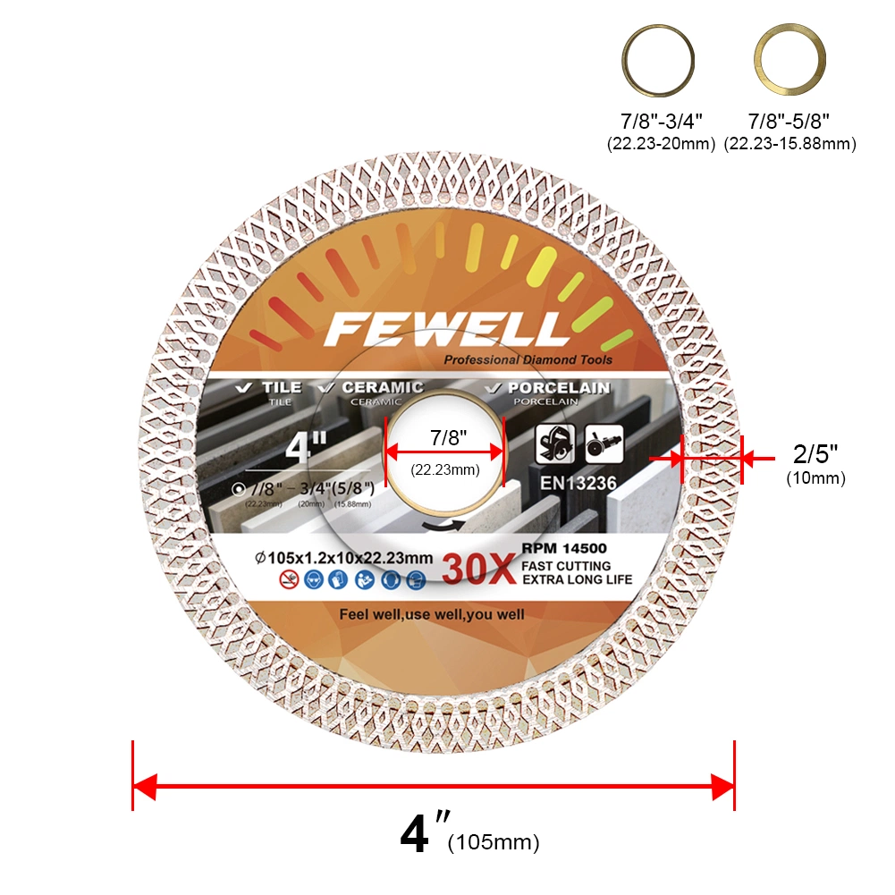 Super Thin Diamond Dry Cut Saw Blade X Turbo Tile Tools Wheels Cutter for Ceramic Porcelain