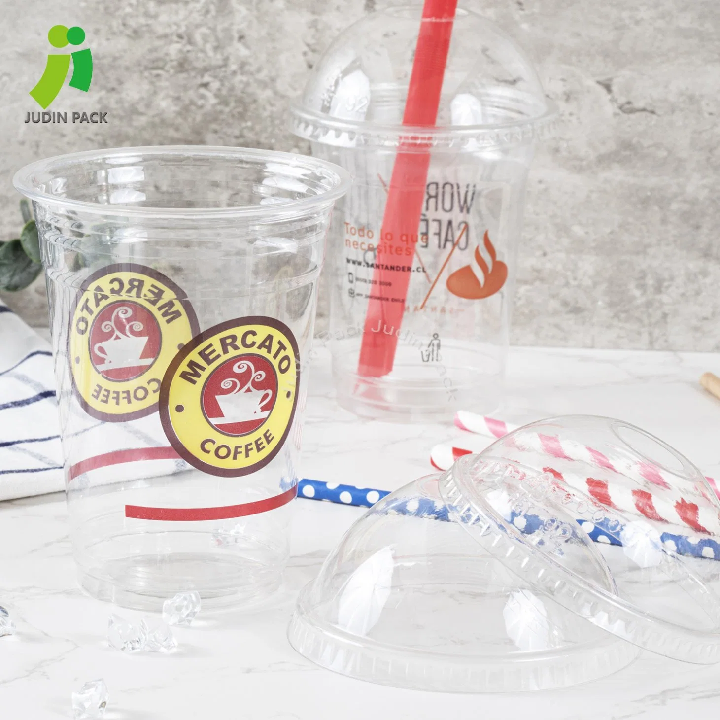 Einweg Klar Pet Kunststoff Kalt Trinken Saft Tasse Kunststoff Cup