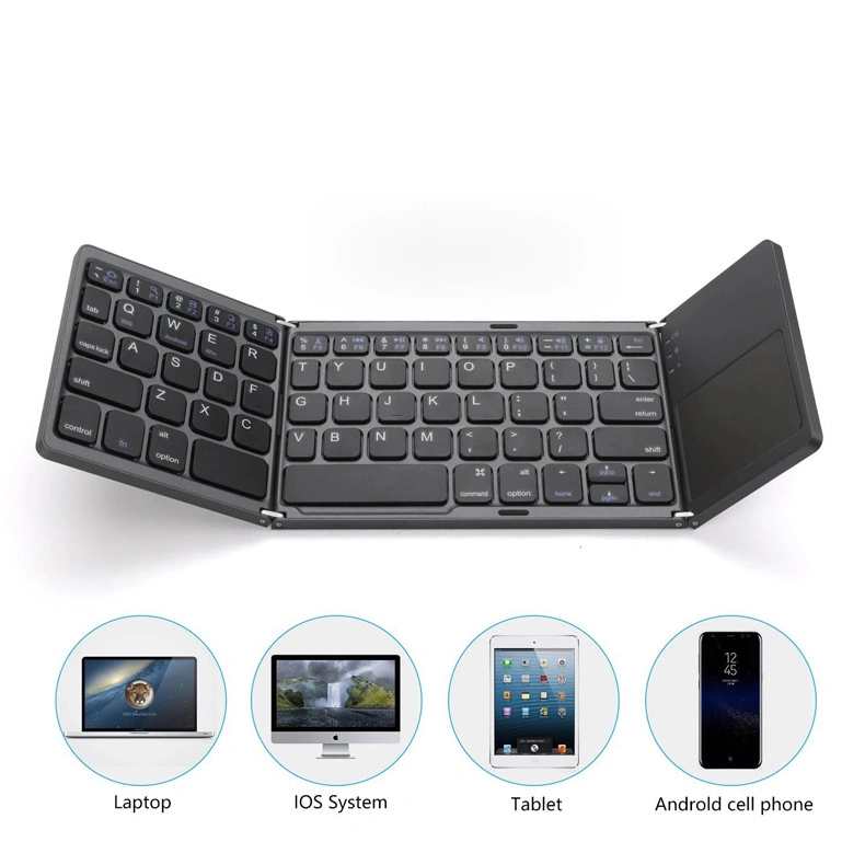 Tablet-Telefoncomputer dreifach faltbare Bluetooth-Wireless-Tastatur mit Touchpad