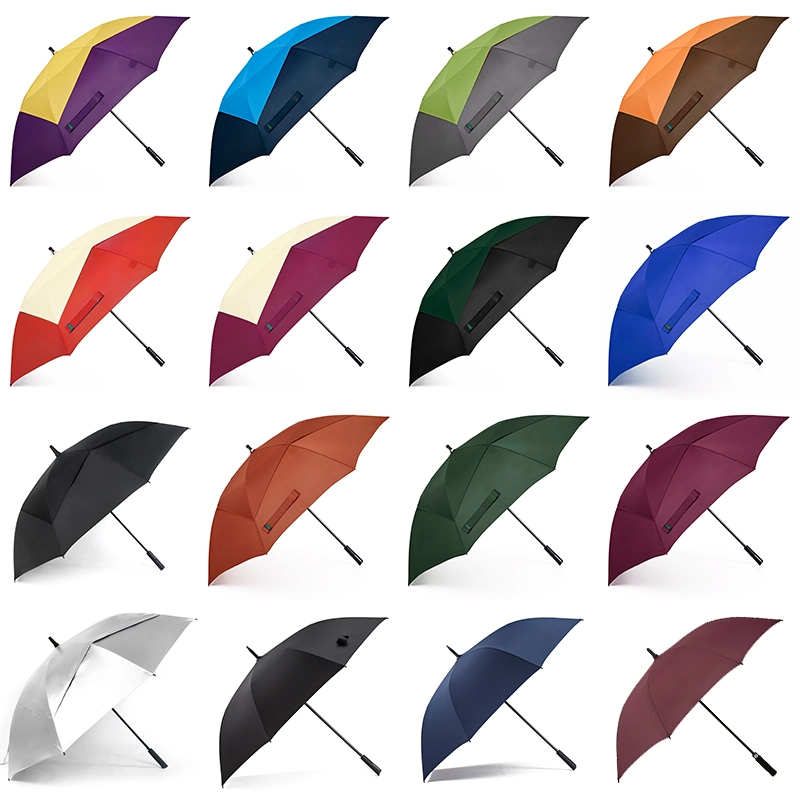 Sunfoo aérateur surdimensionné coupe-vent Double Canopy automatique droit de golf Parapluie de pluie pour hommes et femmes