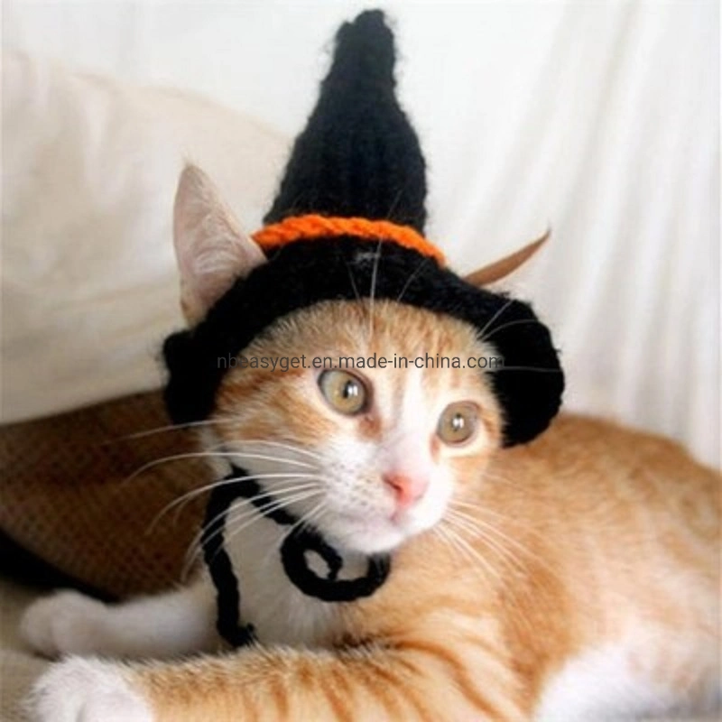 Cat Hat Pet Crochet Hat Pets Knit Accessories Cat with Witch Chin Strap Costume Hat Esg16268
