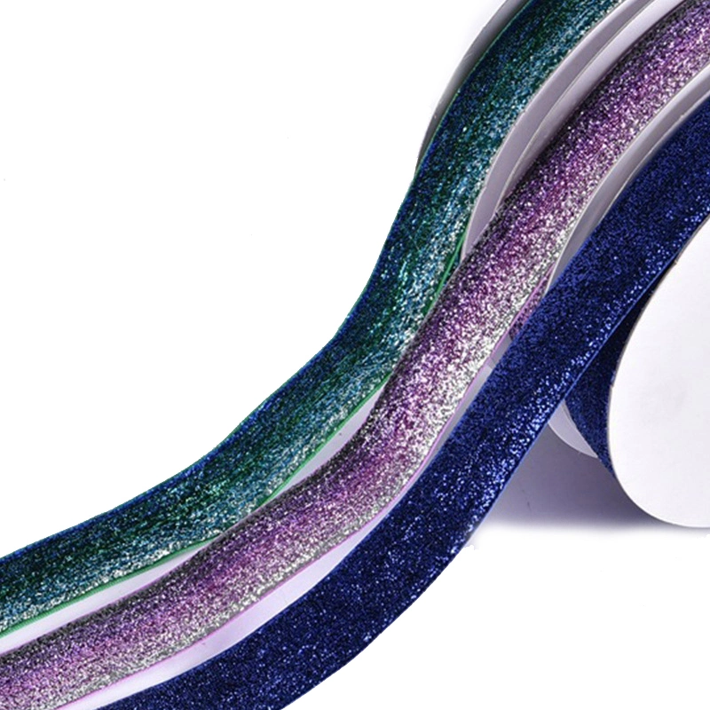 3/4 Inch 19 mm Wide Colorful Good Quality Metallic Velvet Glitter Ribbon for Decoration