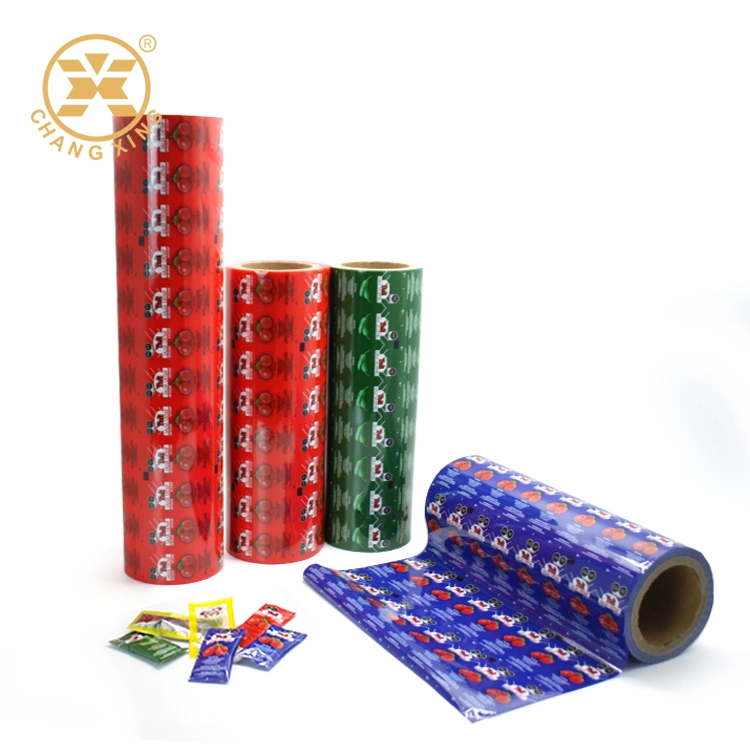 Custom Printed Plastic Ketchup Sachets Tomato Paste Packaging Materials Automatic Film Rolls