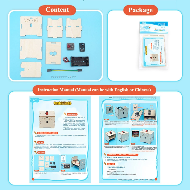 DIY 3D Kit de madera para la ciencia de la alarma antirrobo juguetes educativos tempranos Para niños