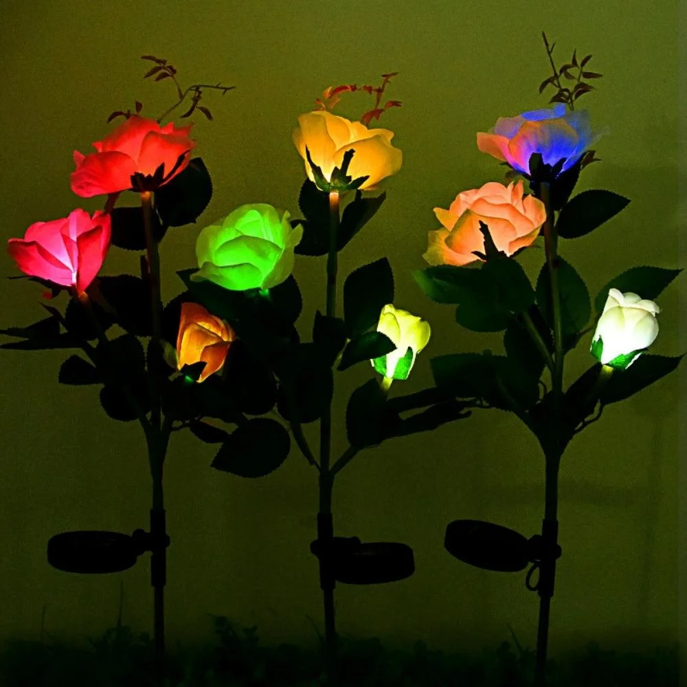 Waterproof LED Solar Rose Stake Light Outdoor Flower Stake Light Patio Pathway Garden Decor Wyz19672