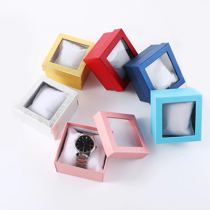 Wholesale/Supplier Customized Logo Watch Jewelry Cardboard Box Gift Packaging Pink Blue White Men's Gift Box Window Set