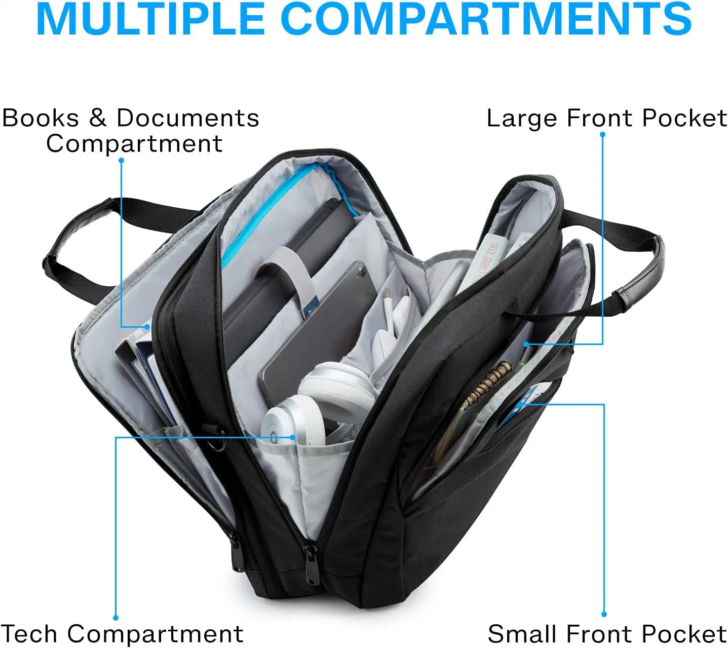 17.3 Inch Laptop Bag Expandable Briefcase, Computer Bag Men Women, Laptop Shoulder Bag, Work Bag Business Travel Office Bag