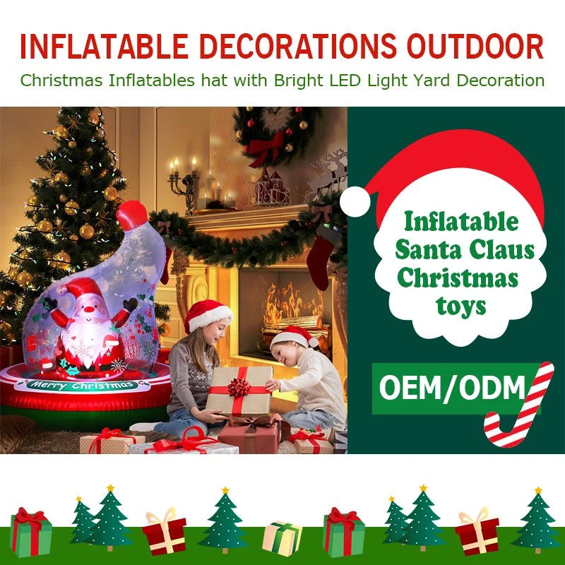 Natal personalizado Santa Claus com LED Light para exterior Yard insuflável Decorações de Natal