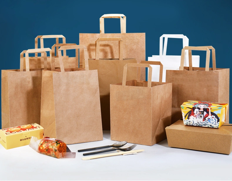 Machine entièrement automatique à alimentation en rouleau pour la fabrication de sacs en papier à poignée plate et fond carré pour les courses