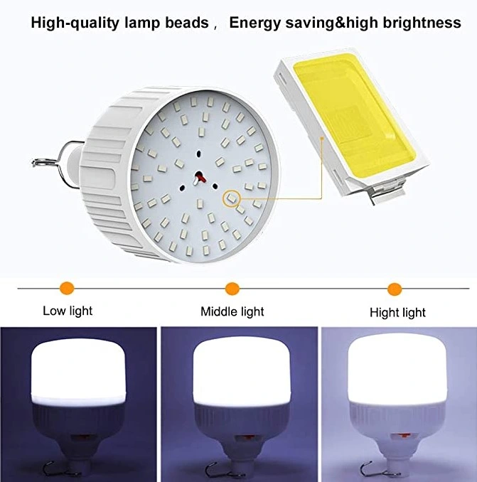 El LED de carga USB de alta potencia Lámpara de luz de emergencia exterior impermeable DC LED Bombilla de luz de acampada