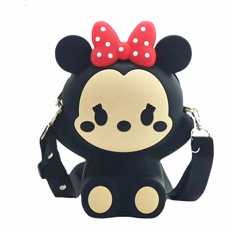 Cute 3D Mickey Silicone Shoulder Bag Silicone Mickey Sling Mobile Phone Bag with Straps