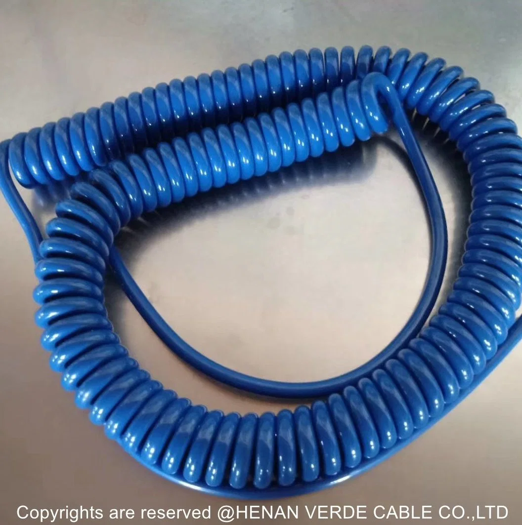 Flexible Extension Cables PU PUR Spring Coiled Spiral Wire Cable for Auto Car and Trailer