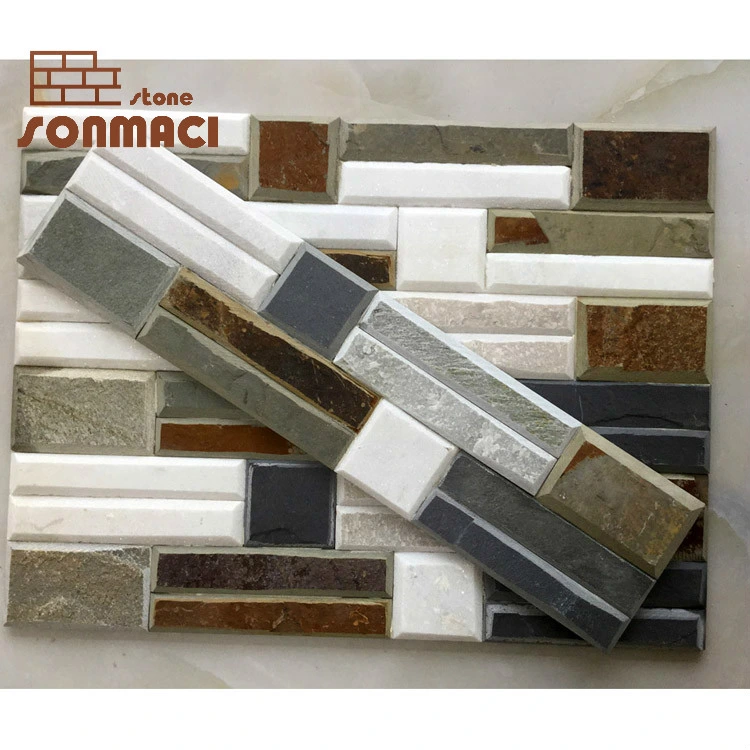 Multi Color Slate Glued Ledgestone Panel Wall Tiles