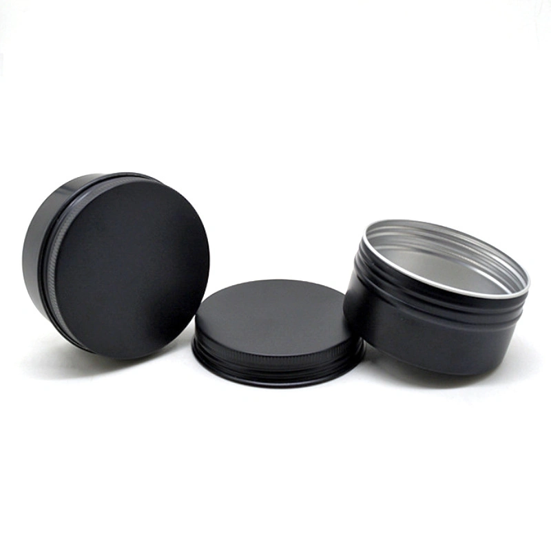 2 Oz 4 oz 8 oz pots en plastique PET transparent face droite bocaux W/ bordée d'aluminium lisse noir bordée Jar Jar 12 OZ 16 OZ