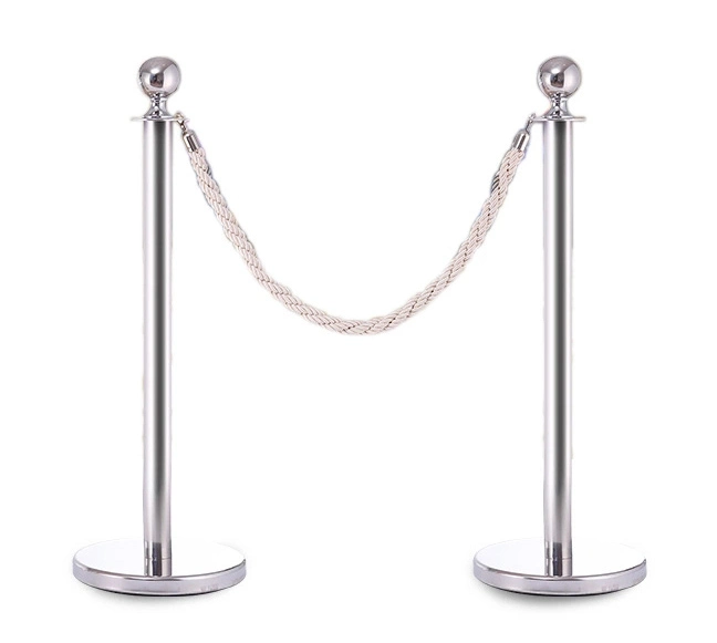 Round Top Polished Stainless Stanchions Posts Queue Pole Crowd Control Barrier