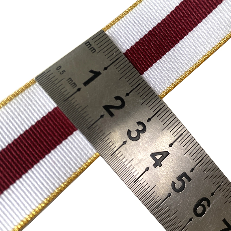 Hochwertiges Custom 28 mm 100% Streifen Baumwolle Band Band Band Metallic Edge Grosgrain Webbing für Hut