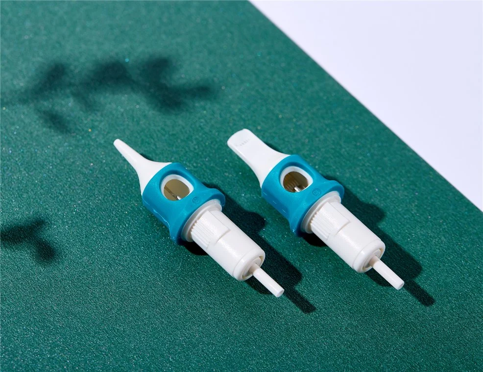 White and Blue Wireless Medical-Grade Plastic Cartridge Tattoo Needle with RoHS Certification