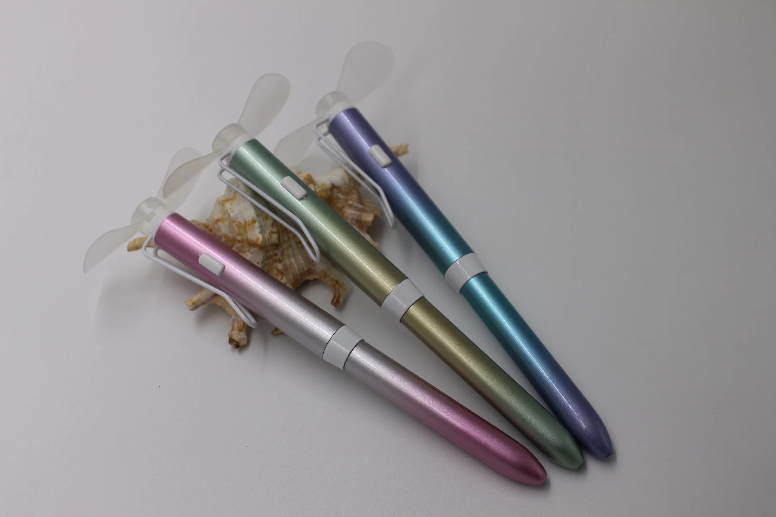 Newest Mini Fan with Metal Ballpoint Pen Multi-Function Electronic Pen Fashion Fan Pen Ball Pens