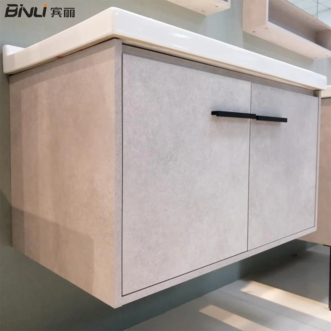 New Design Bathroom Furniture Ceramic Basin Plywood Waterproof Drawer Bathroom Cabinet Wall Mounted Vanity Set