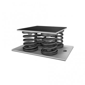 Square anti-vibration mount Steel spring with damper with block elements core