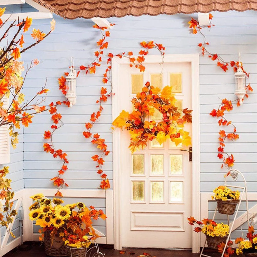 Inunion Artificial Autumn Style Garland Maple Leaf Vine para Halloween Decoración