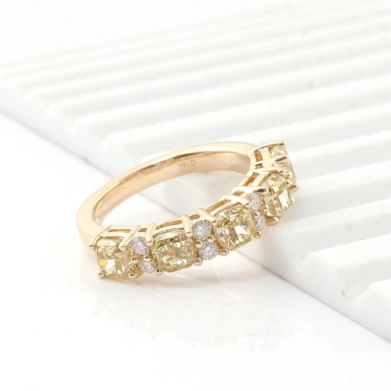 Moissnaite Diamantschmuck Damenringe Special Yelloow Moissanite Eternity Band Mit 18K Verlobungsring