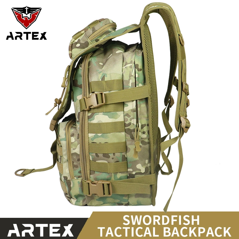 2023 Al aire libre de alta calidad Ventilador Trekking Montañismo Camuflaje Bolsa Militarytravel Mochila Mochila Mochila táctica de pez espada X7