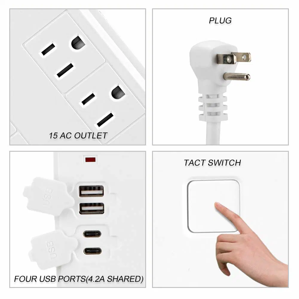 High quality/High cost performance American 8-Outlet & 4USB Outlet Power Strip