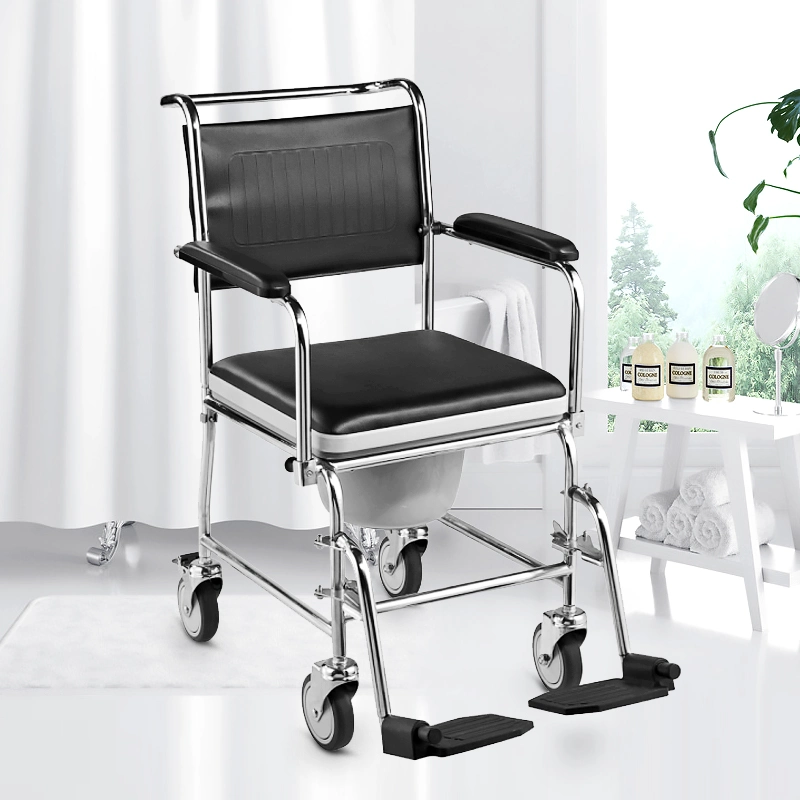 Hq692 ISO FDA CE Commode Chair Walking Commode Chair for Adult with Wheels