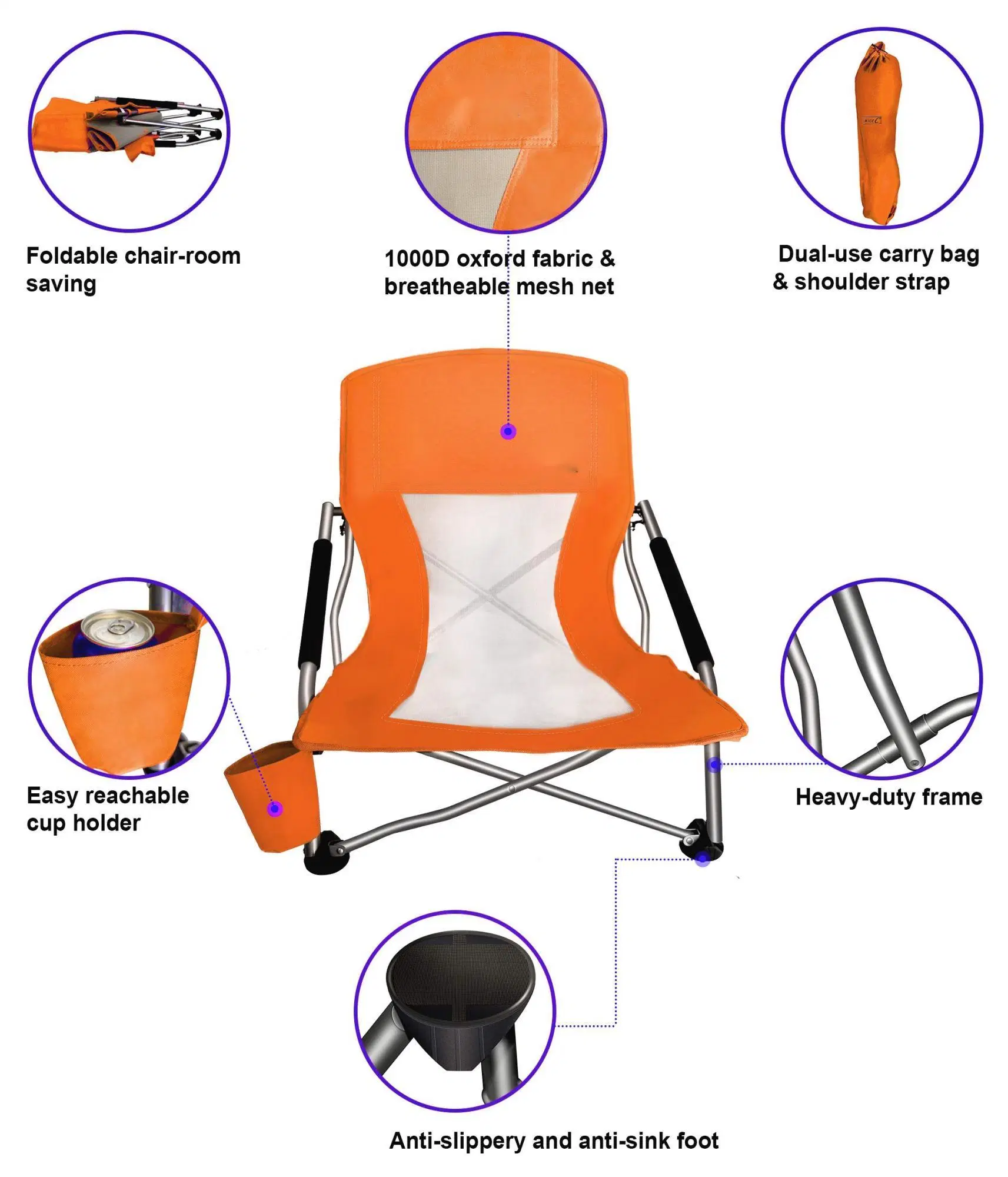 Adultos 2 Pack Sling Folding Portable Concert niños Boat Sand Silla de playa