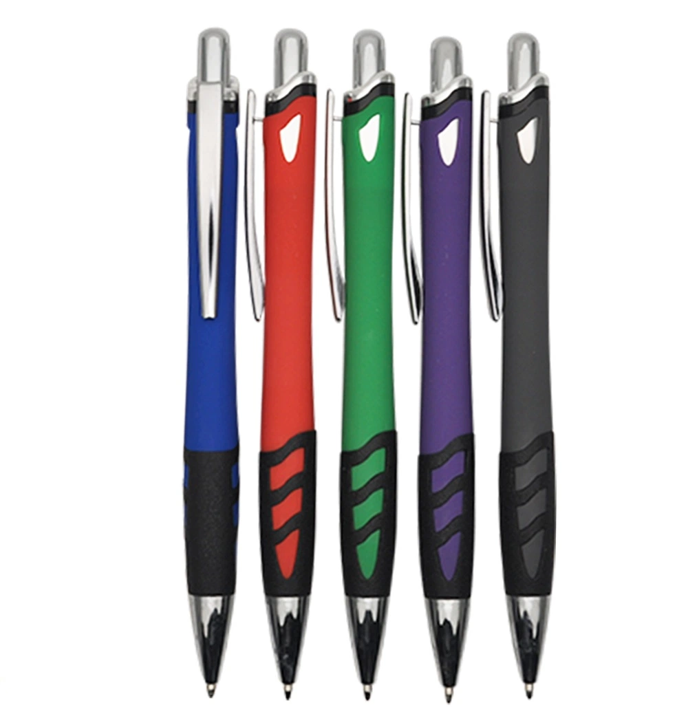 Plastic Rubber Finishing Logo Ball Pen with Customized Logo