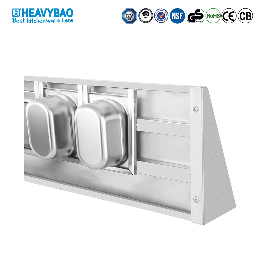 Heavybao bandejas de especias de cocina de acero inoxidable para GN 1/6