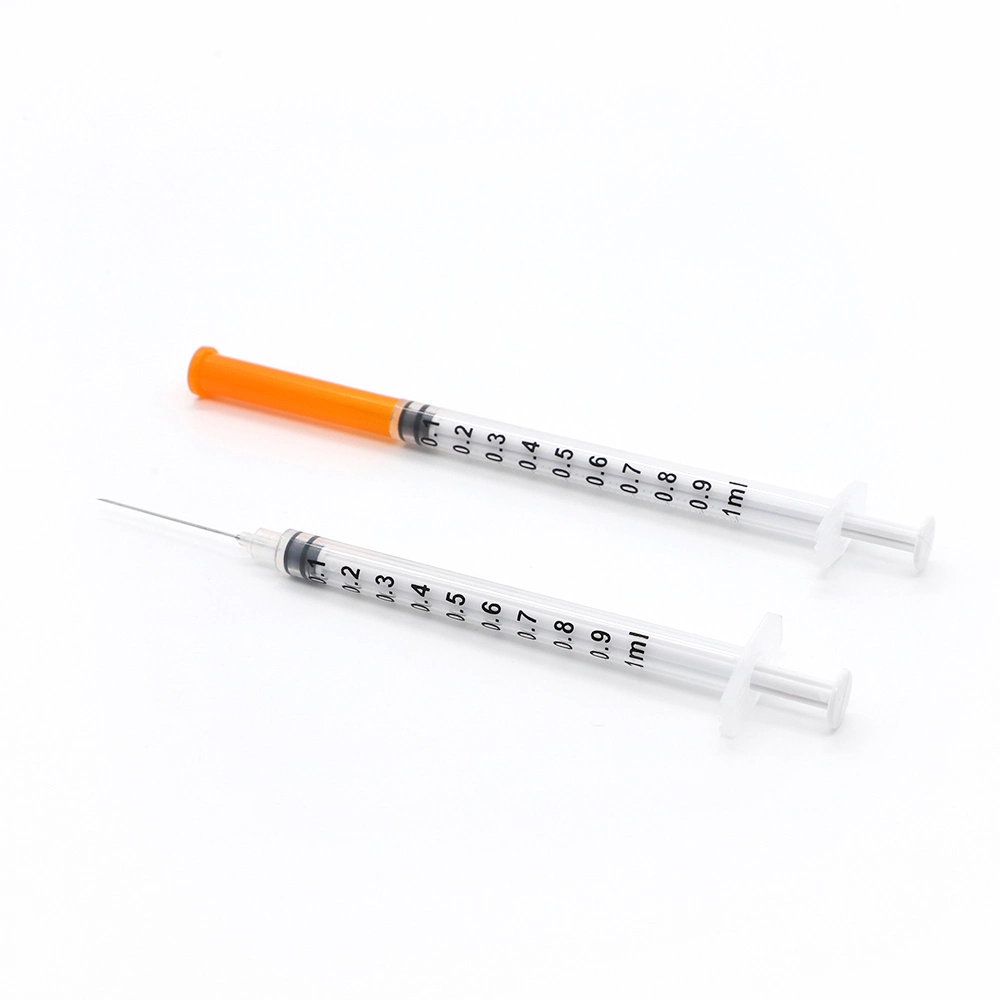 Disposable Plastic Insulin Sterile 1ml Luer Lock Syringe Fixed Needle with CE Injection Syringe