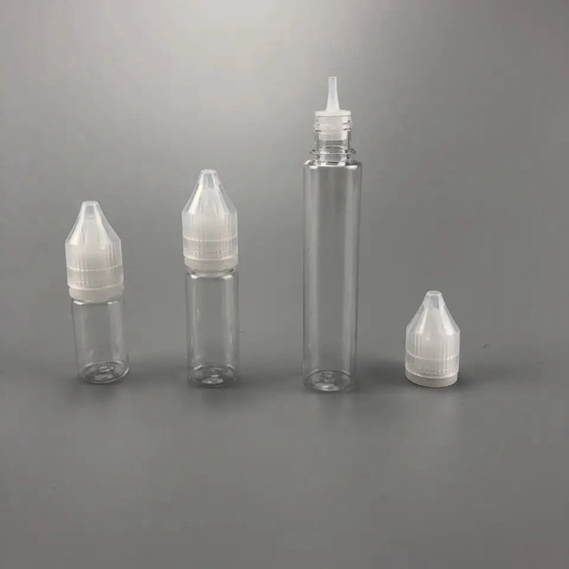 Empty Transperent Pec Plastic Squeeze Luiqid Juice Dropper Bottles with Child Proof Cap