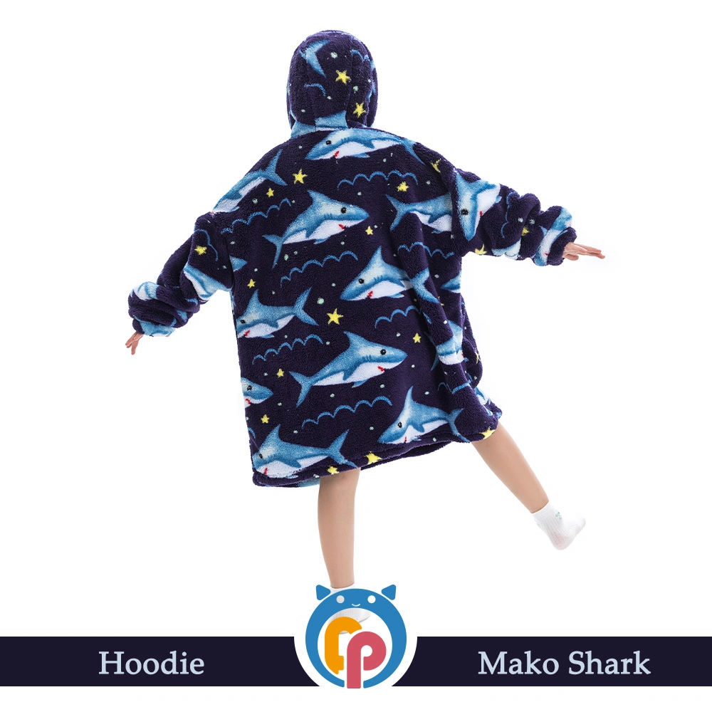 OEM Cosplay Halloween Geschenke Dunkelblau kühl Winter Mako Shark Musterung übergroße Kapuzenschläfermode für Jugendliche