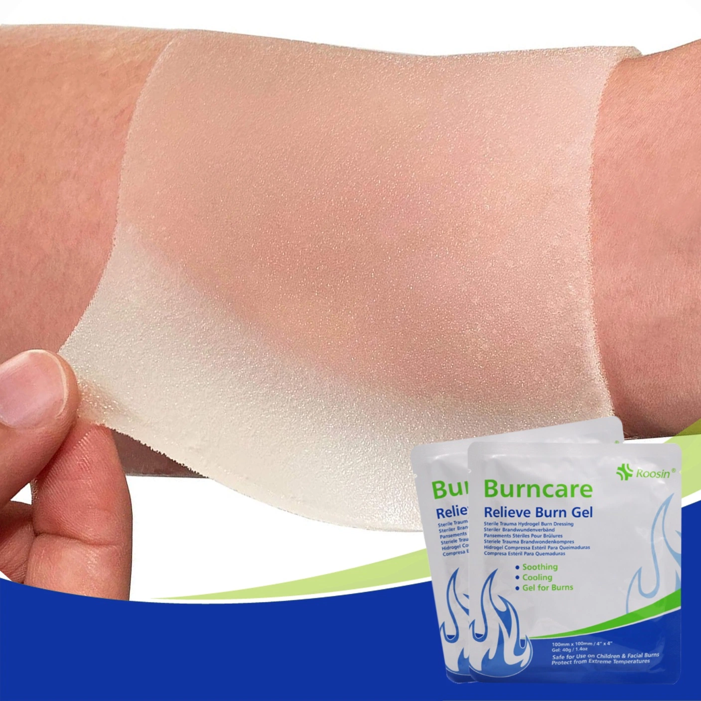 Premier pansement en gel pour brûlures, produits d'urgence, pour les échaudures et les coups de soleil.