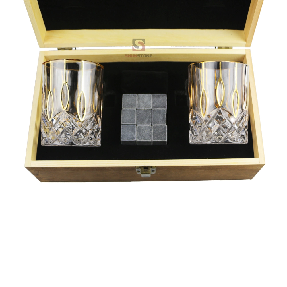 Whiskey Stones and Glasses Gift Set Premium Handmade Wooden Box Gift for Mother's Day