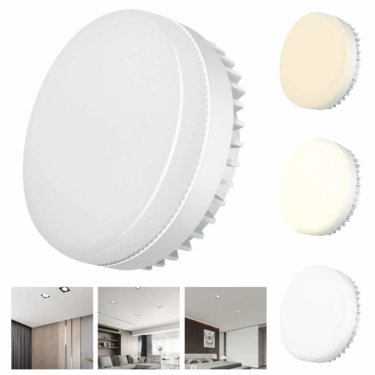 7,5W lámpara de luz LED 3000K Blanco cálido GX53 (atenuable) Luz de techo LED, lámpara de luz LED, Blanco suave, iluminación de pista