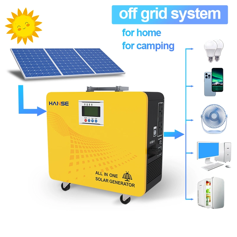 Bank Powers with Solar Panel 1000W 1500W 2000W Portable Power Stations 1.5kVA Pure Sine Wave Portable Solar Generator with Built in Battery for Outdoor Camping